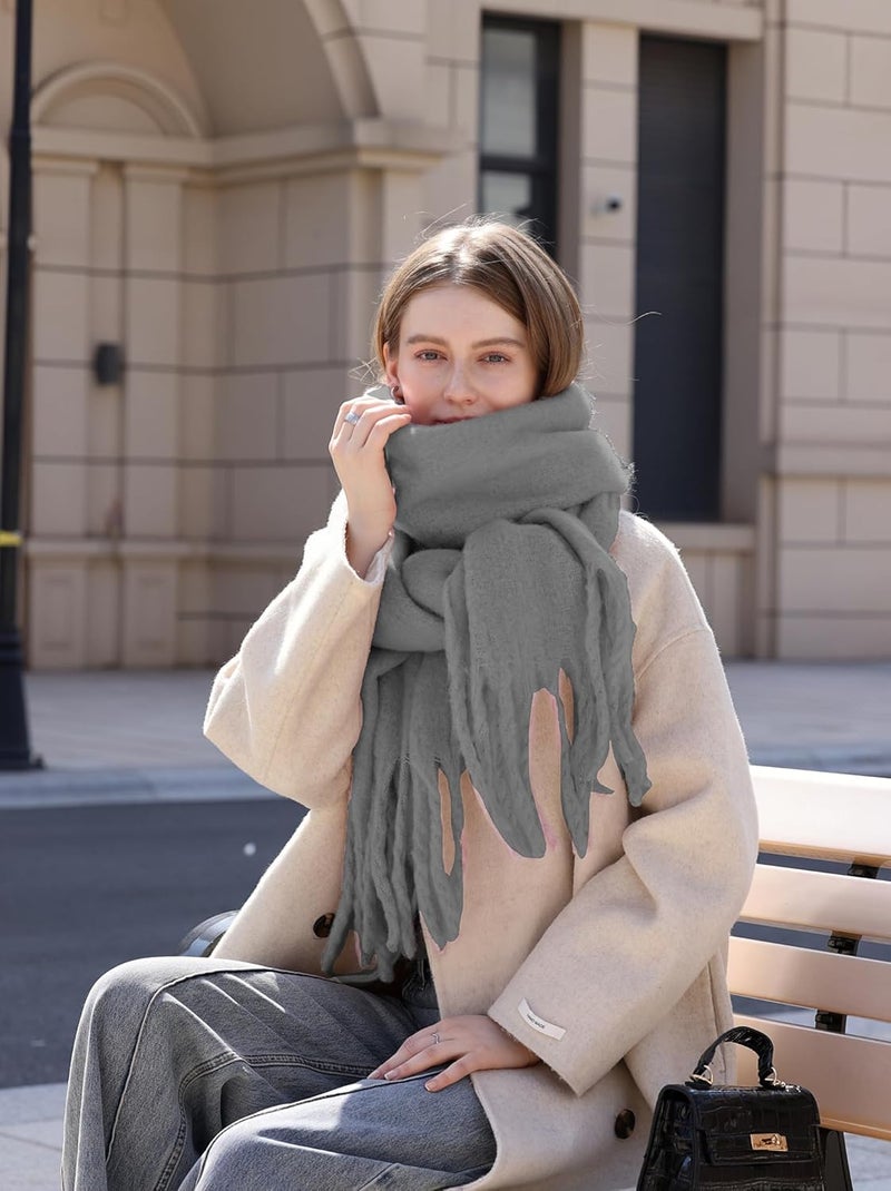 Wander Agio Winter Warm Scarf Long Pashmina Extra Large Shawls and Wraps for Women Large Blanket Scarves Solid - Image 5